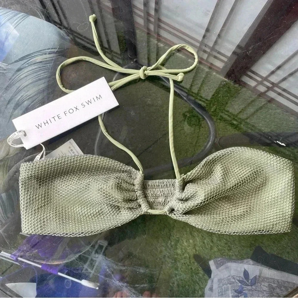 White Fox Boutique Other - NWT White Fox swim bandeau halter shimmer green bikini top ✨